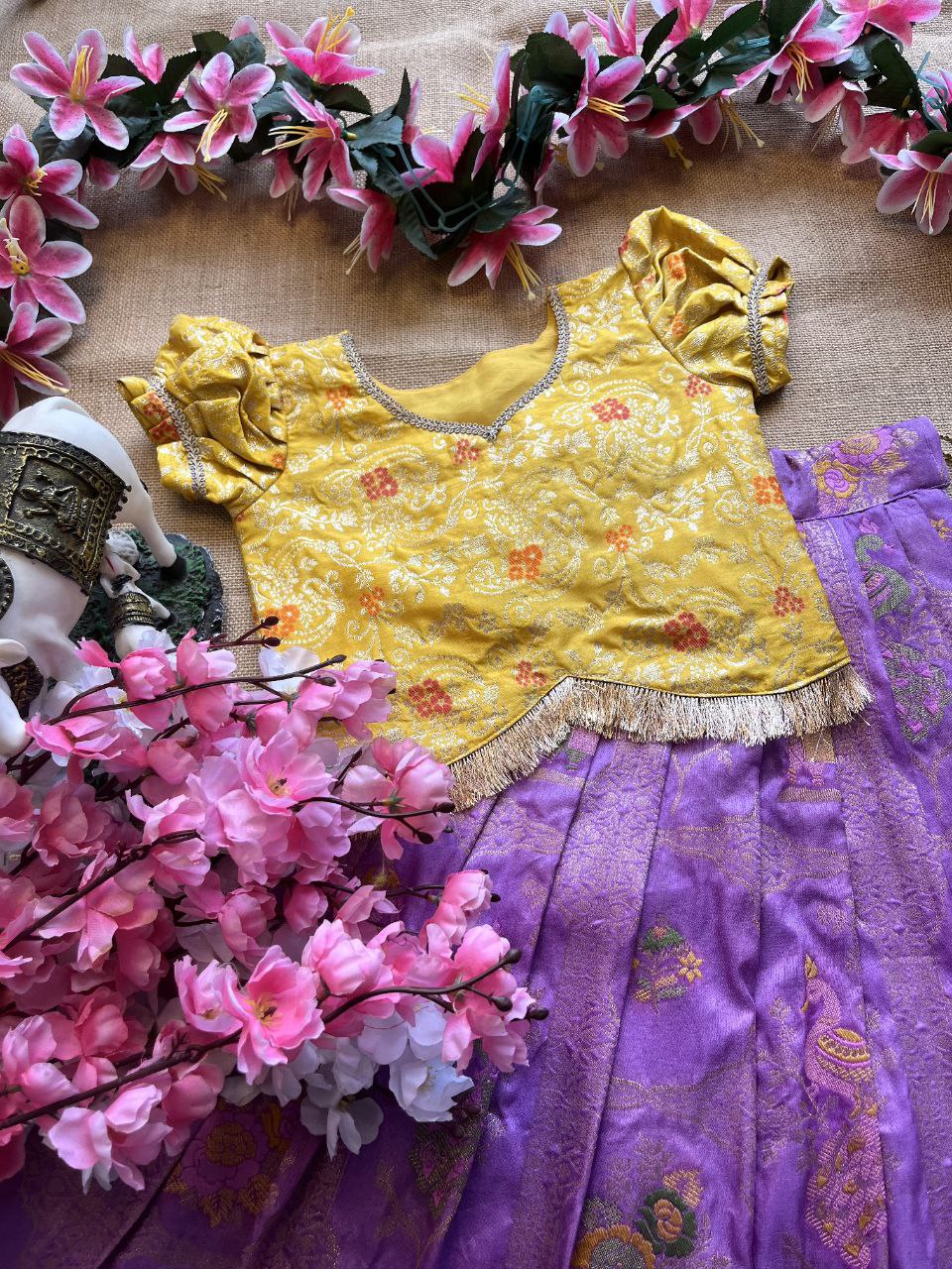 🌸 Zari Lace Grace – Kids Designer Lehenga Set 🌸