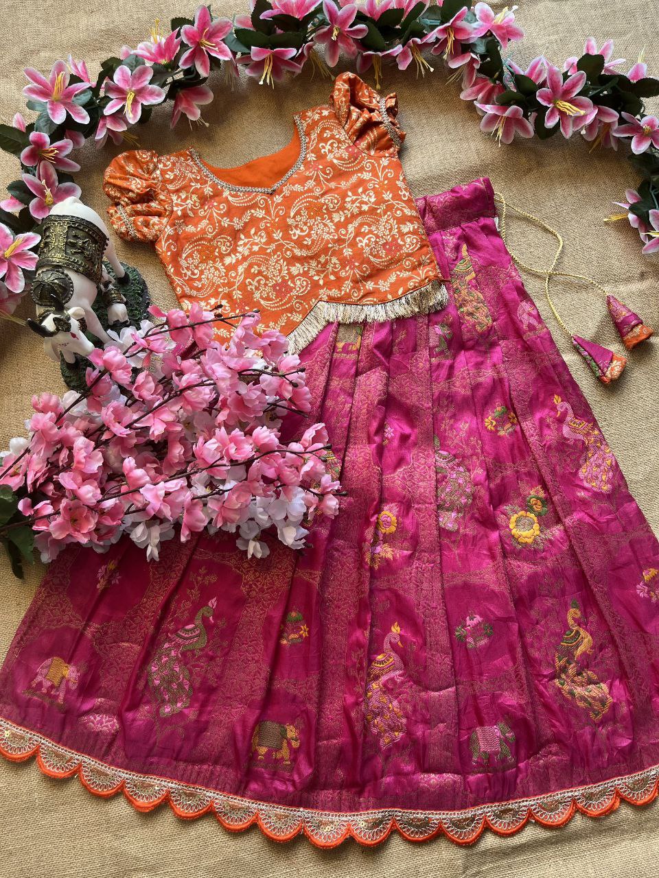 🌸 Zari Lace Grace – Kids Designer Lehenga Set 🌸