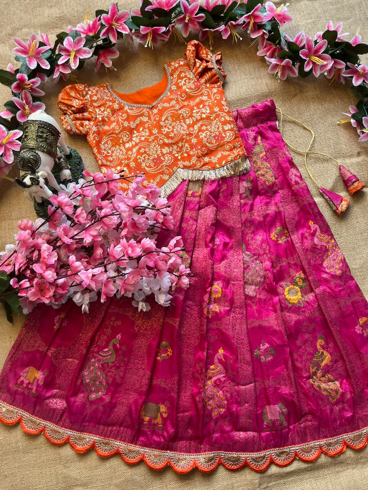 🌸 Zari Lace Grace – Kids Designer Lehenga Set 🌸