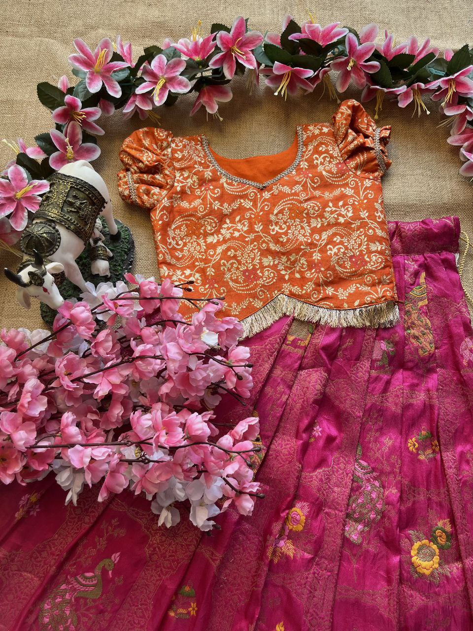 🌸 Zari Lace Grace – Kids Designer Lehenga Set 🌸