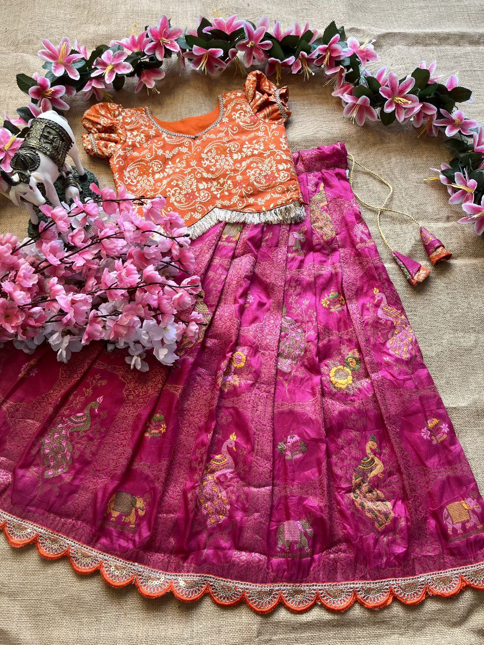 🌸 Zari Lace Grace – Kids Designer Lehenga Set 🌸