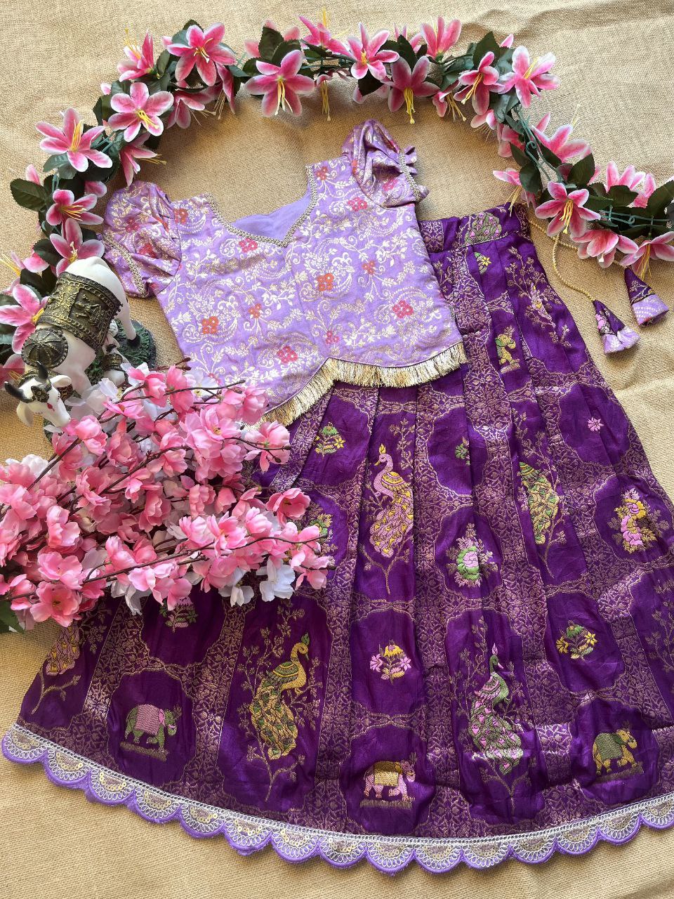 🌸 Zari Lace Grace – Kids Designer Lehenga Set 🌸