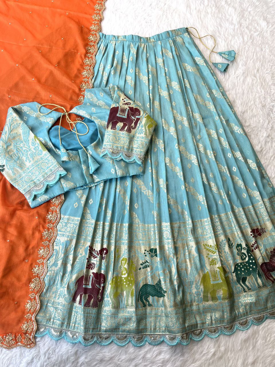 🌸 Fusion Heritage Charm – Designer Lehenga Set 🌸