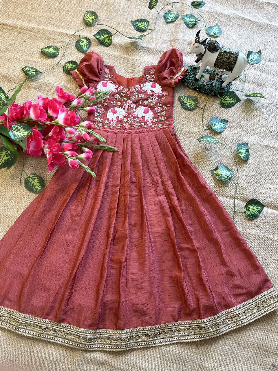 🐘 Elephant Heritage Handwork – Kids Designer Outfit ❤️