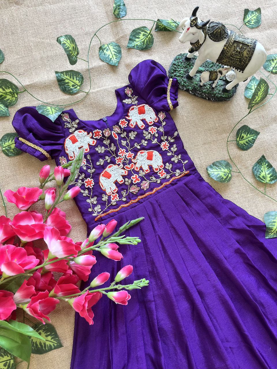 🐘 Elephant Heritage Handwork – Kids Designer Outfit ❤️