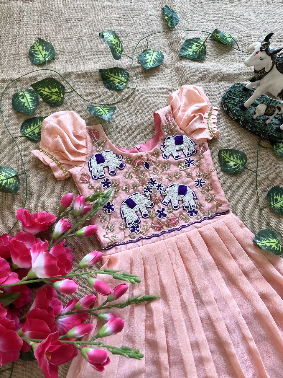 🐘 Elephant Heritage Handwork – Kids Designer Outfit ❤️