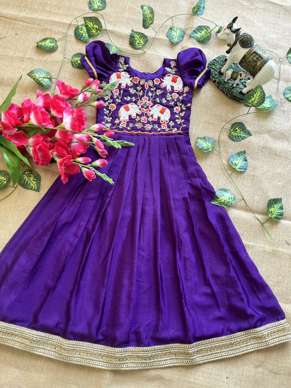 🐘 Elephant Heritage Handwork – Kids Designer Outfit ❤️