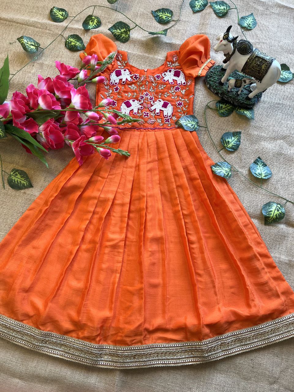 🐘 Elephant Heritage Handwork – Kids Designer Outfit ❤️