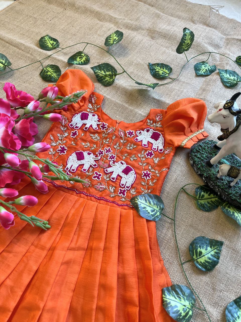🐘 Elephant Heritage Handwork – Kids Designer Outfit ❤️