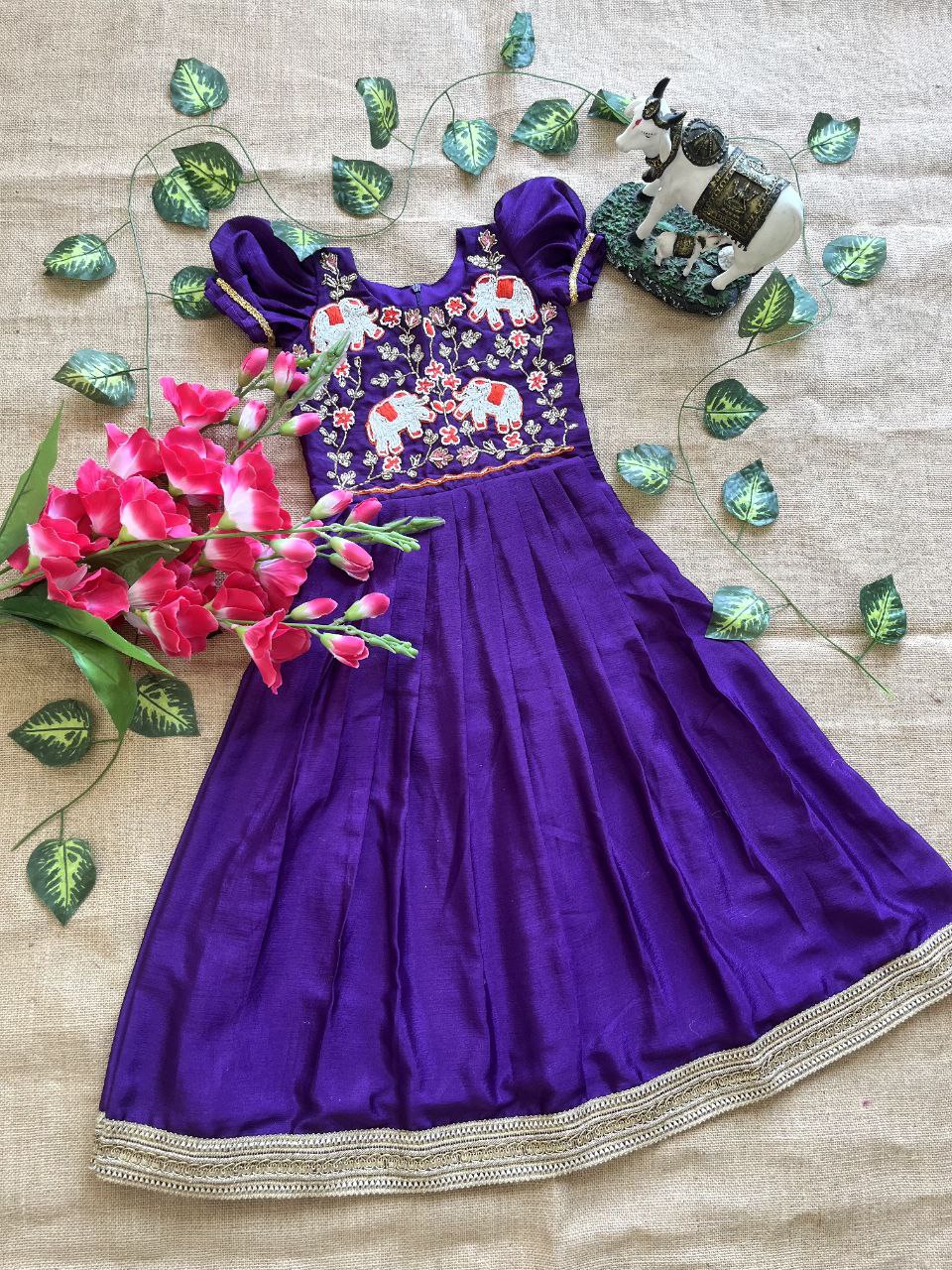 🐘 Elephant Heritage Handwork – Kids Designer Outfit ❤️