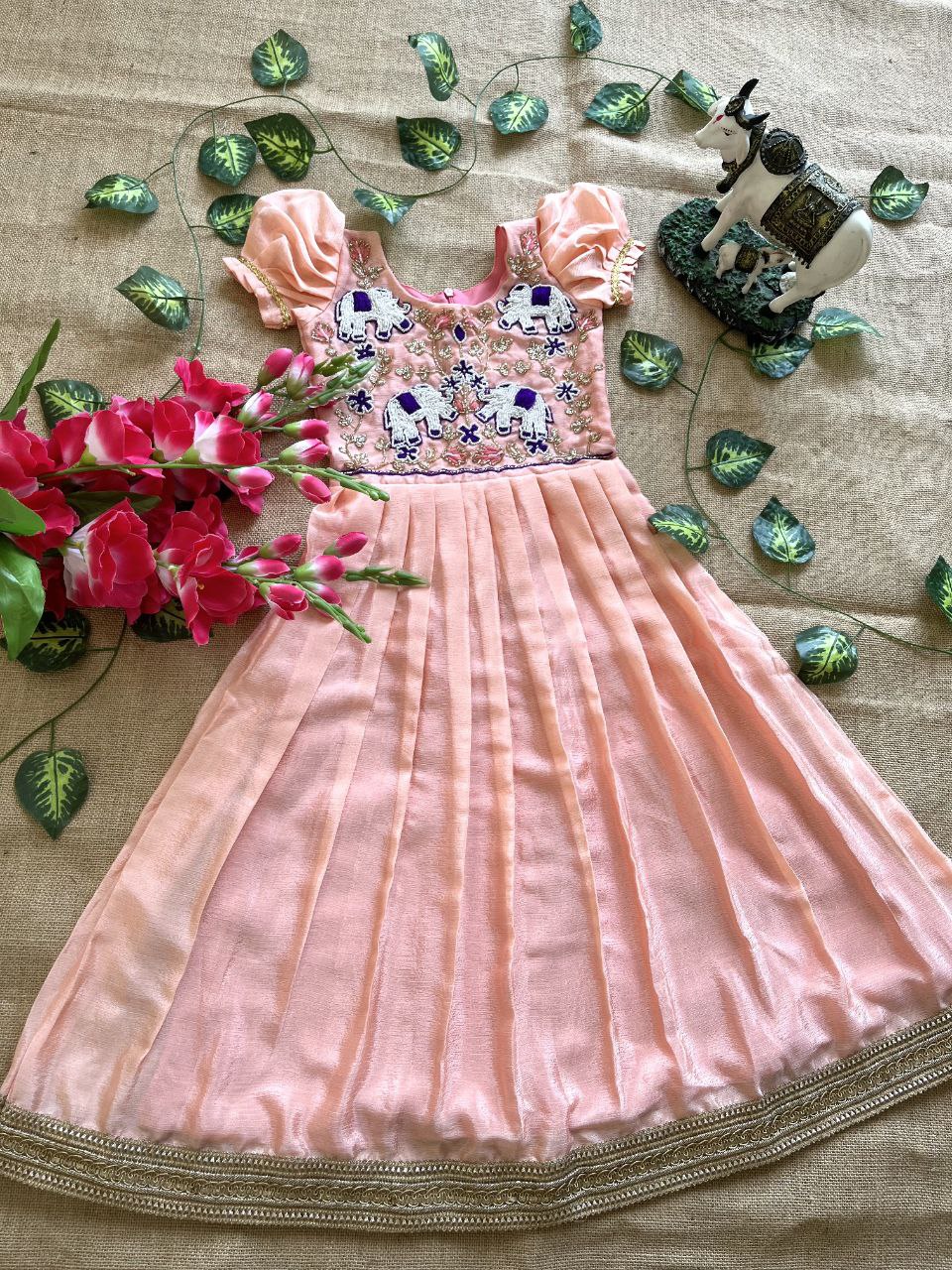 🐘 Elephant Heritage Handwork – Kids Designer Outfit ❤️