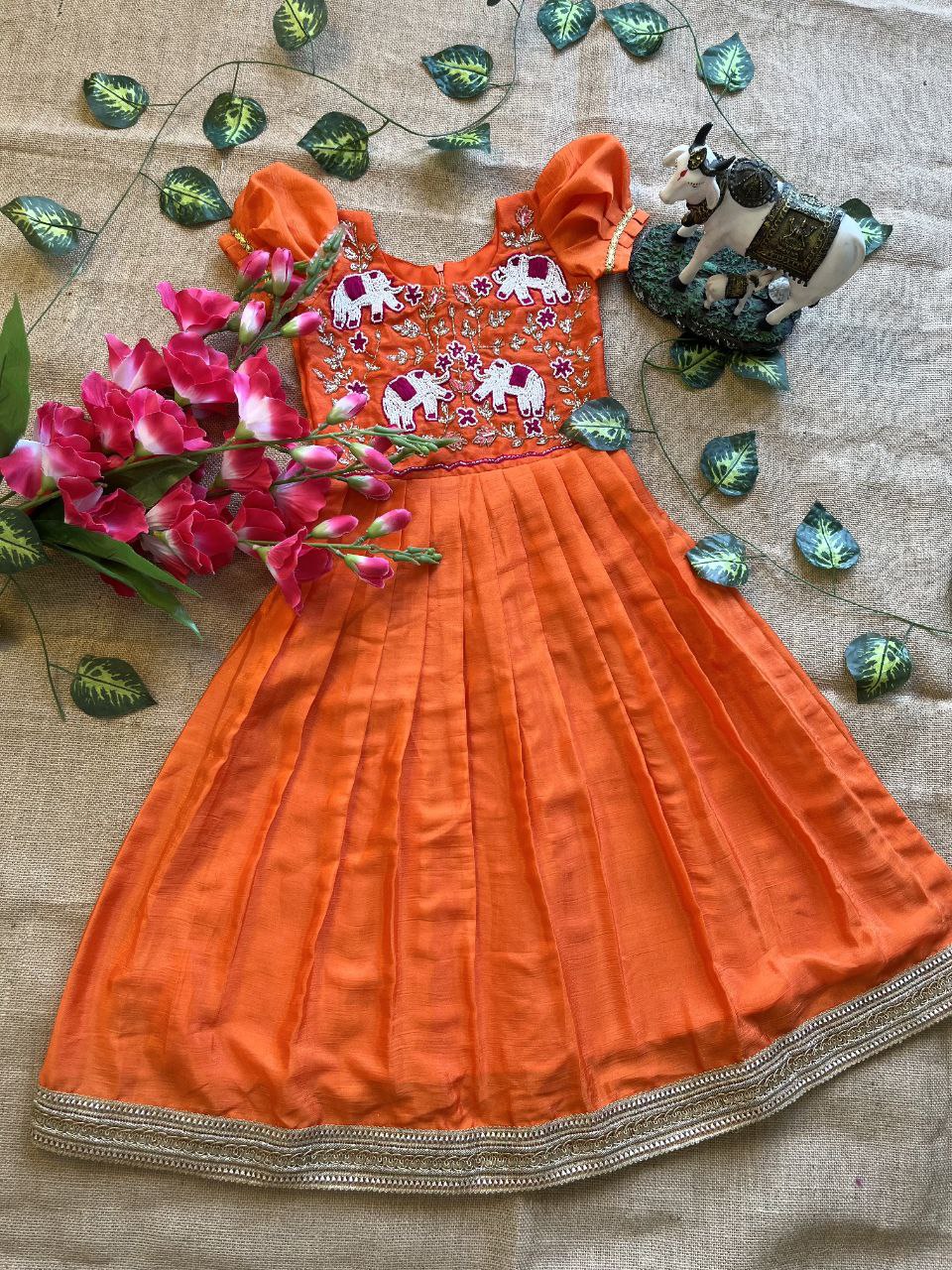🐘 Elephant Heritage Handwork – Kids Designer Outfit ❤️