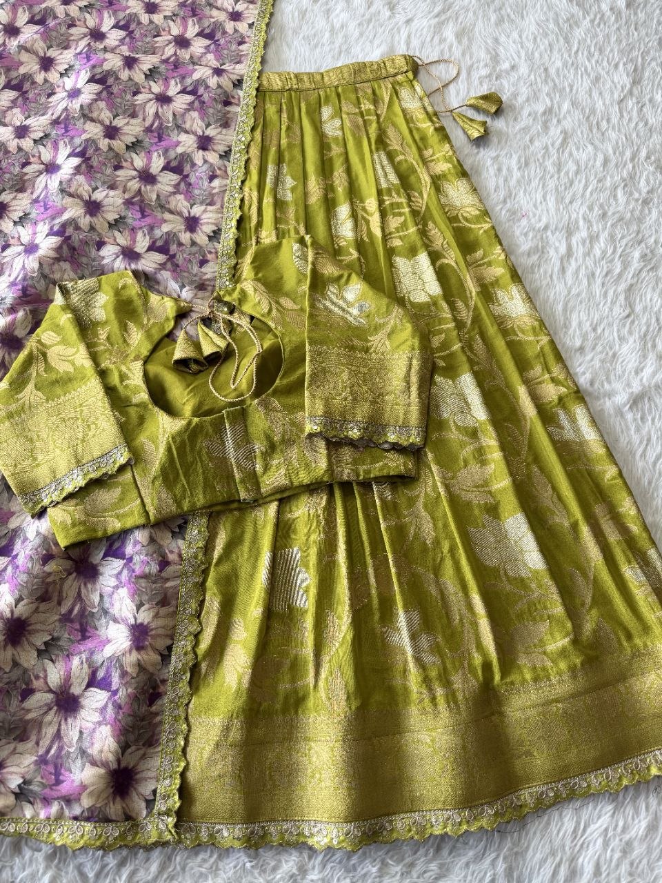 ✨ Golden Khadi Royale – Designer Lehenga Set ✨