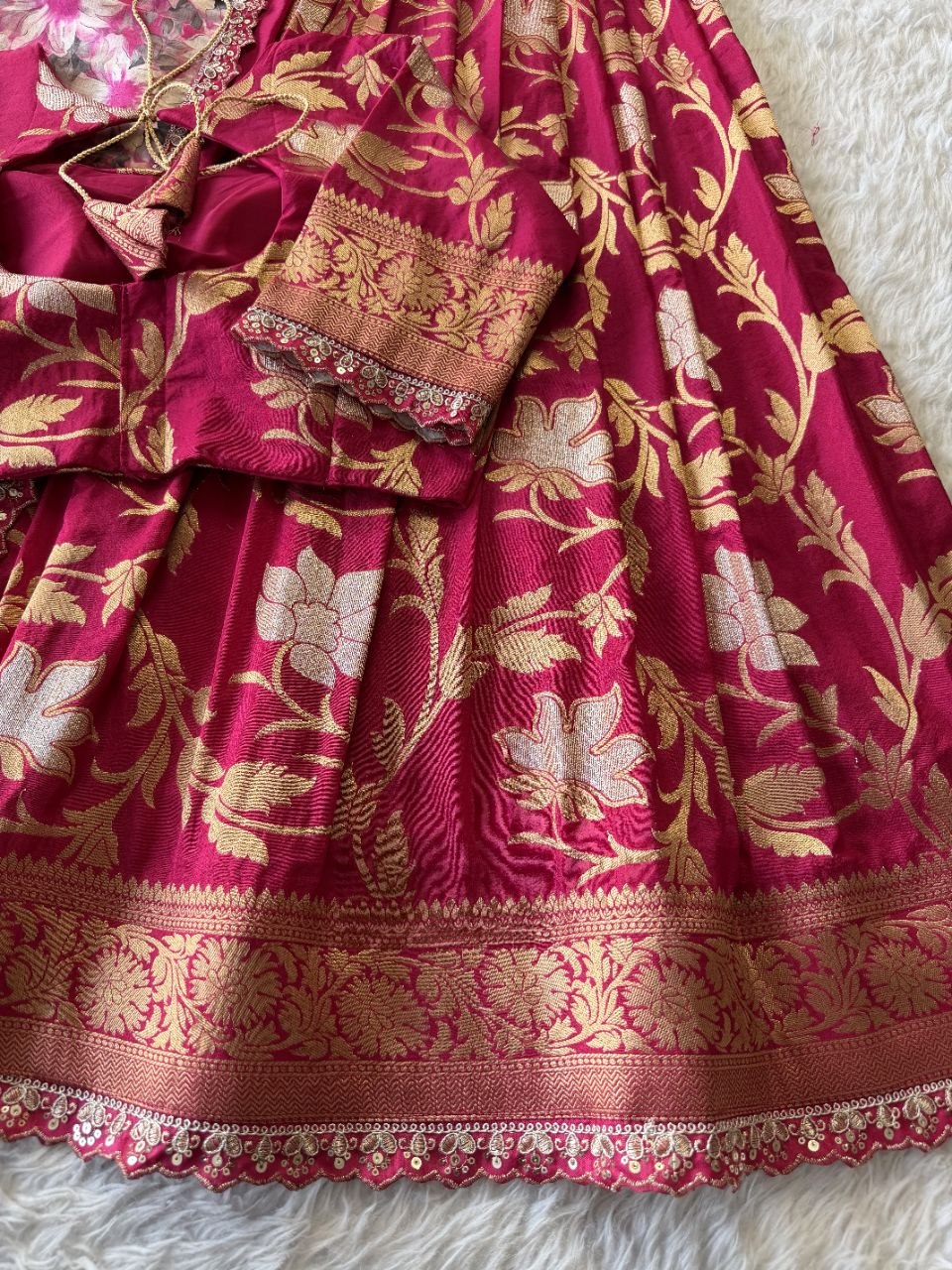 ✨ Golden Khadi Royale – Designer Lehenga Set ✨