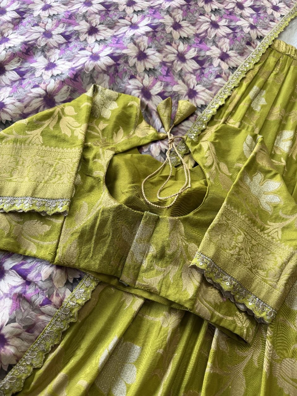 ✨ Golden Khadi Royale – Designer Lehenga Set ✨