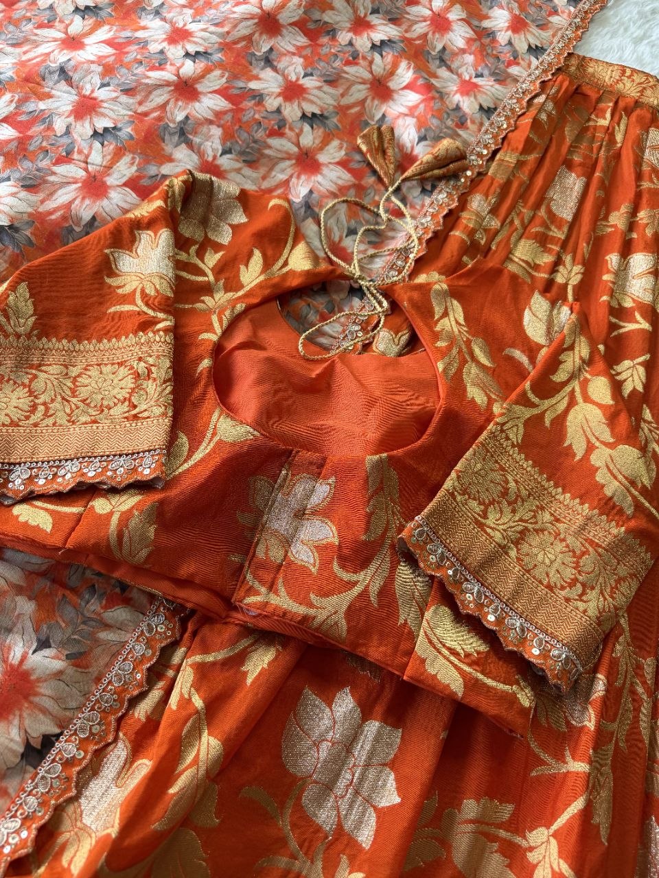 ✨ Golden Khadi Royale – Designer Lehenga Set ✨
