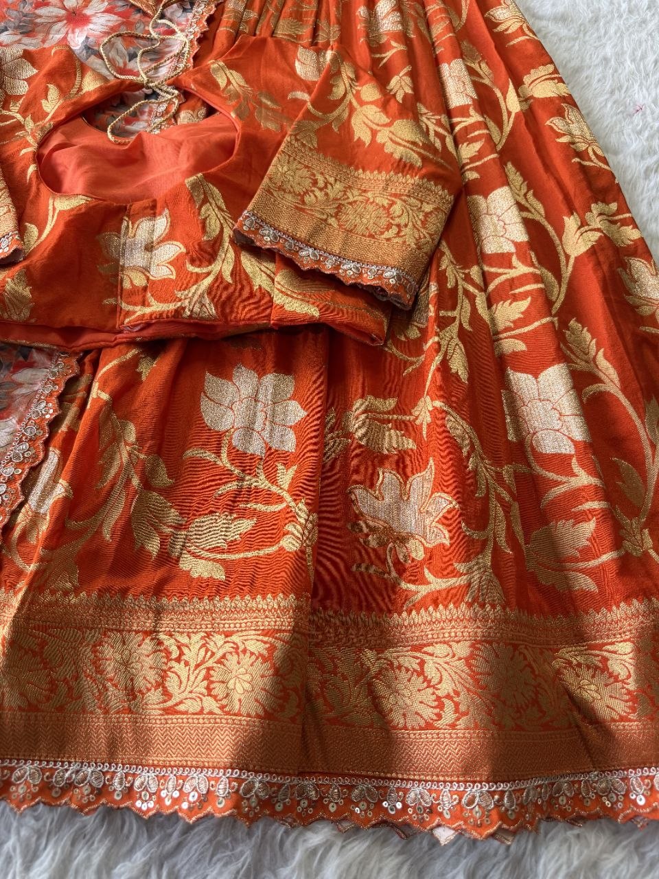 ✨ Golden Khadi Royale – Designer Lehenga Set ✨
