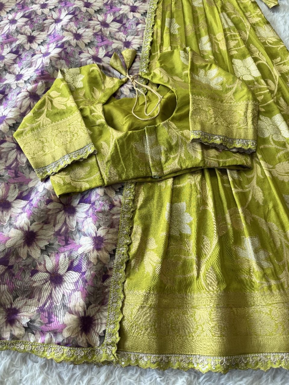 ✨ Golden Khadi Royale – Designer Lehenga Set ✨