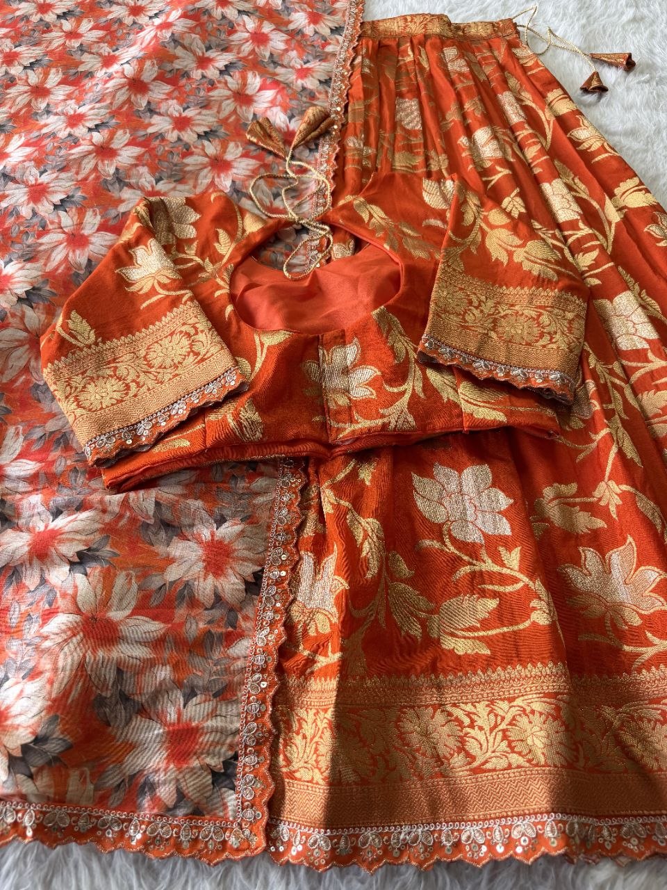 ✨ Golden Khadi Royale – Designer Lehenga Set ✨