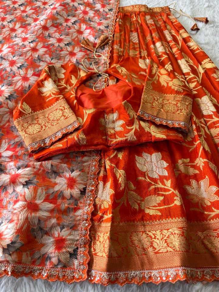 ✨ Golden Khadi Royale – Designer Lehenga Set ✨