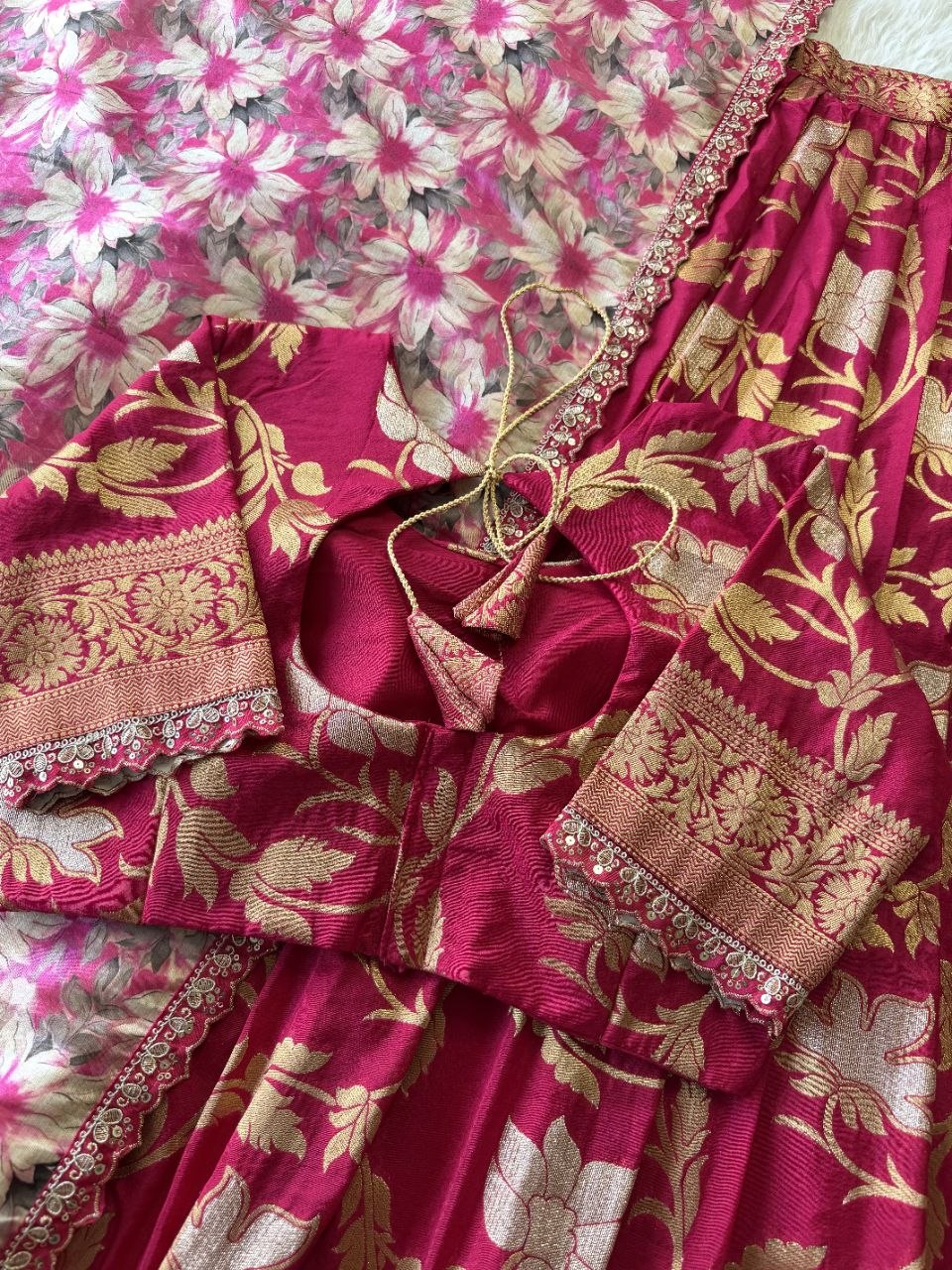 ✨ Golden Khadi Royale – Designer Lehenga Set ✨