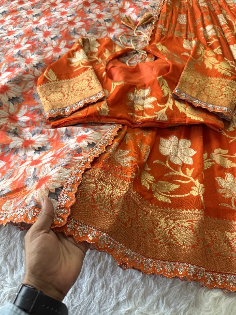 ✨ Golden Khadi Royale – Designer Lehenga Set ✨
