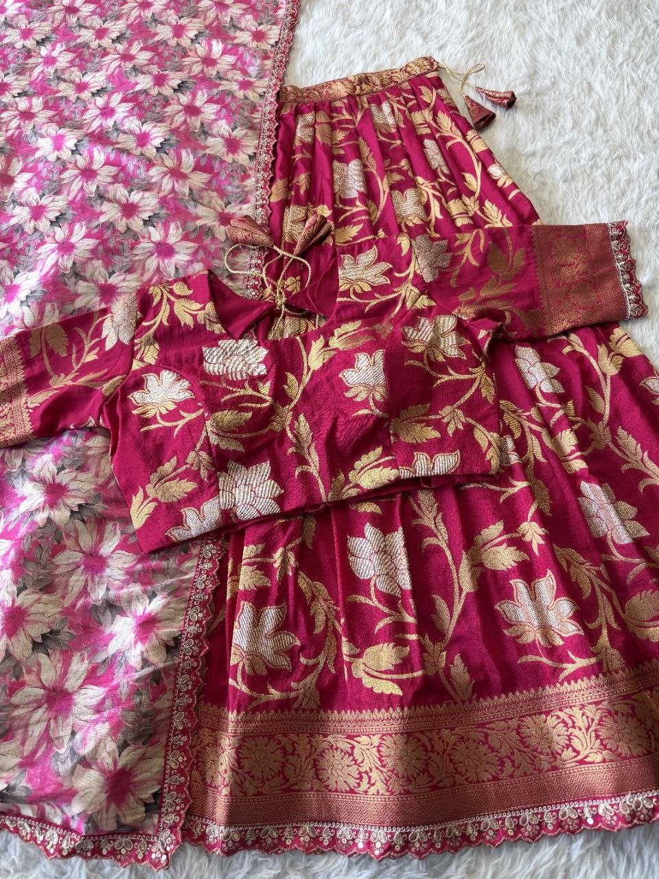 ✨ Golden Khadi Royale – Designer Lehenga Set ✨