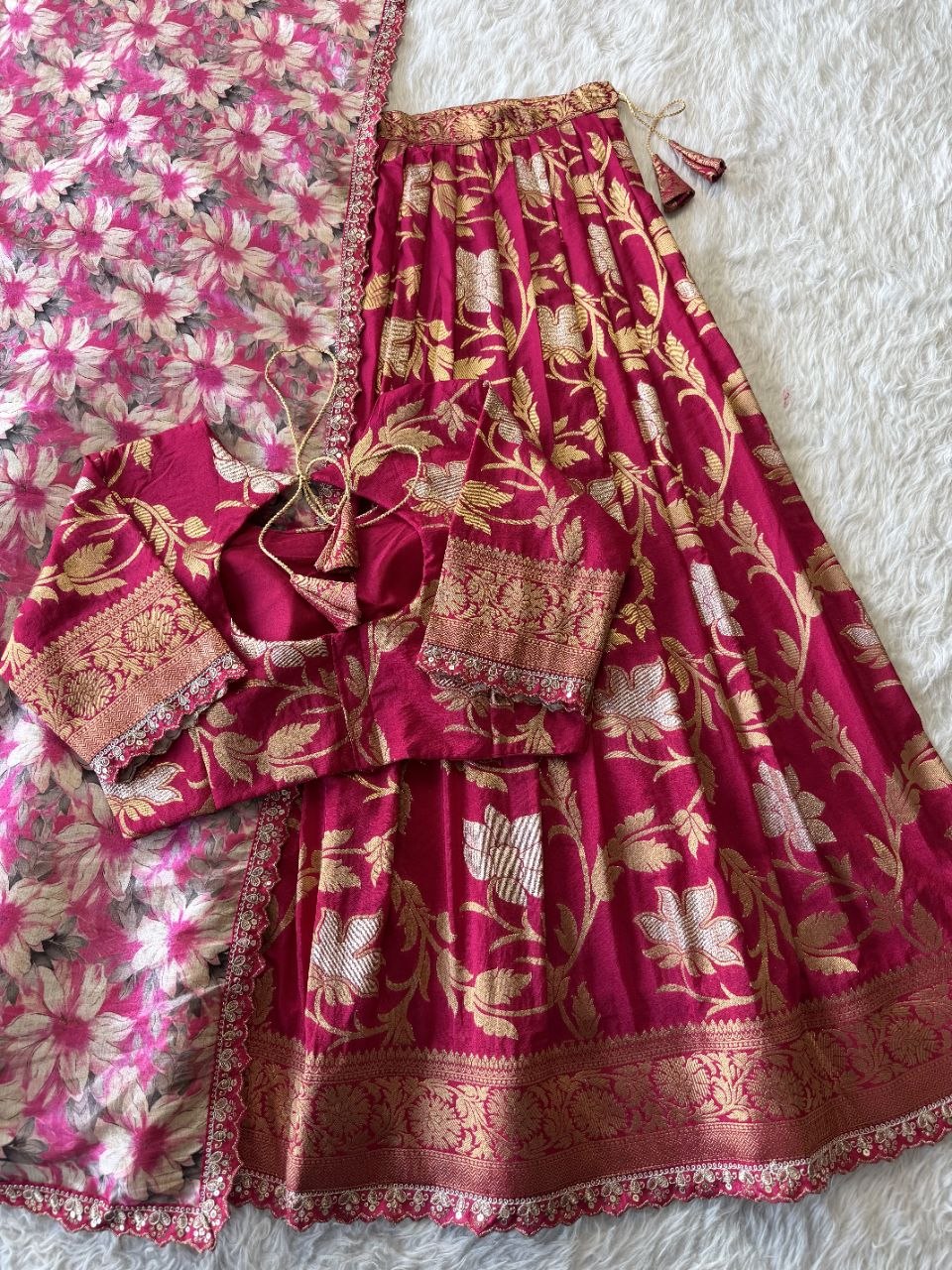 ✨ Golden Khadi Royale – Designer Lehenga Set ✨