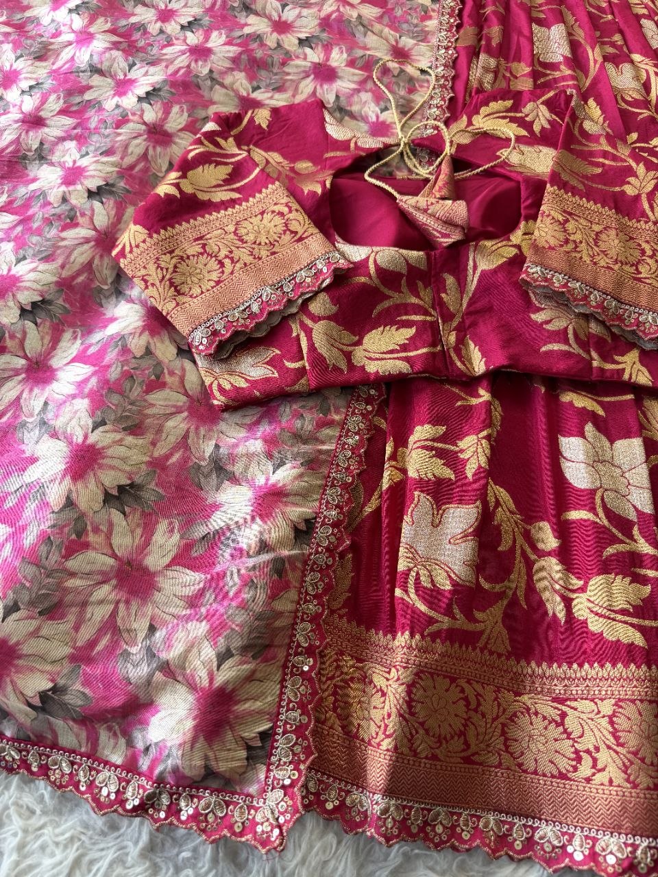 ✨ Golden Khadi Royale – Designer Lehenga Set ✨