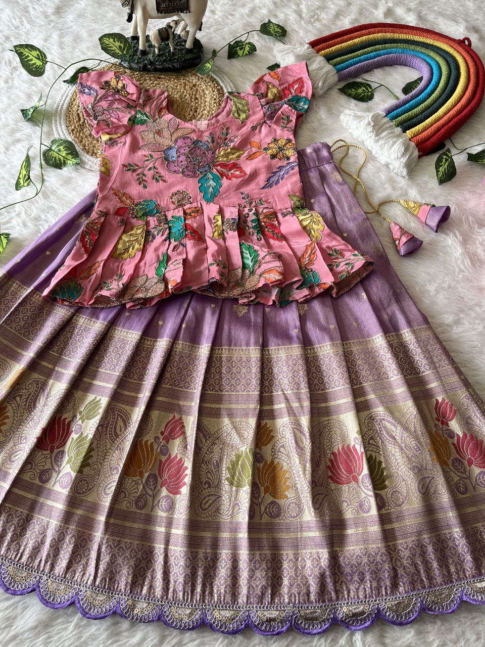 🪷 Lotus Love Royale – Kids Designer Lehenga Set ❤️
