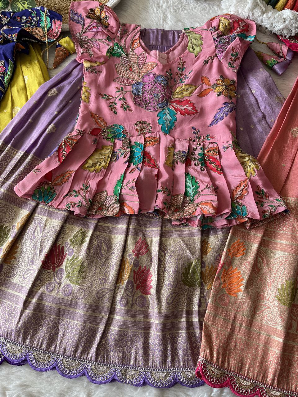 🪷 Lotus Love Royale – Kids Designer Lehenga Set ❤️