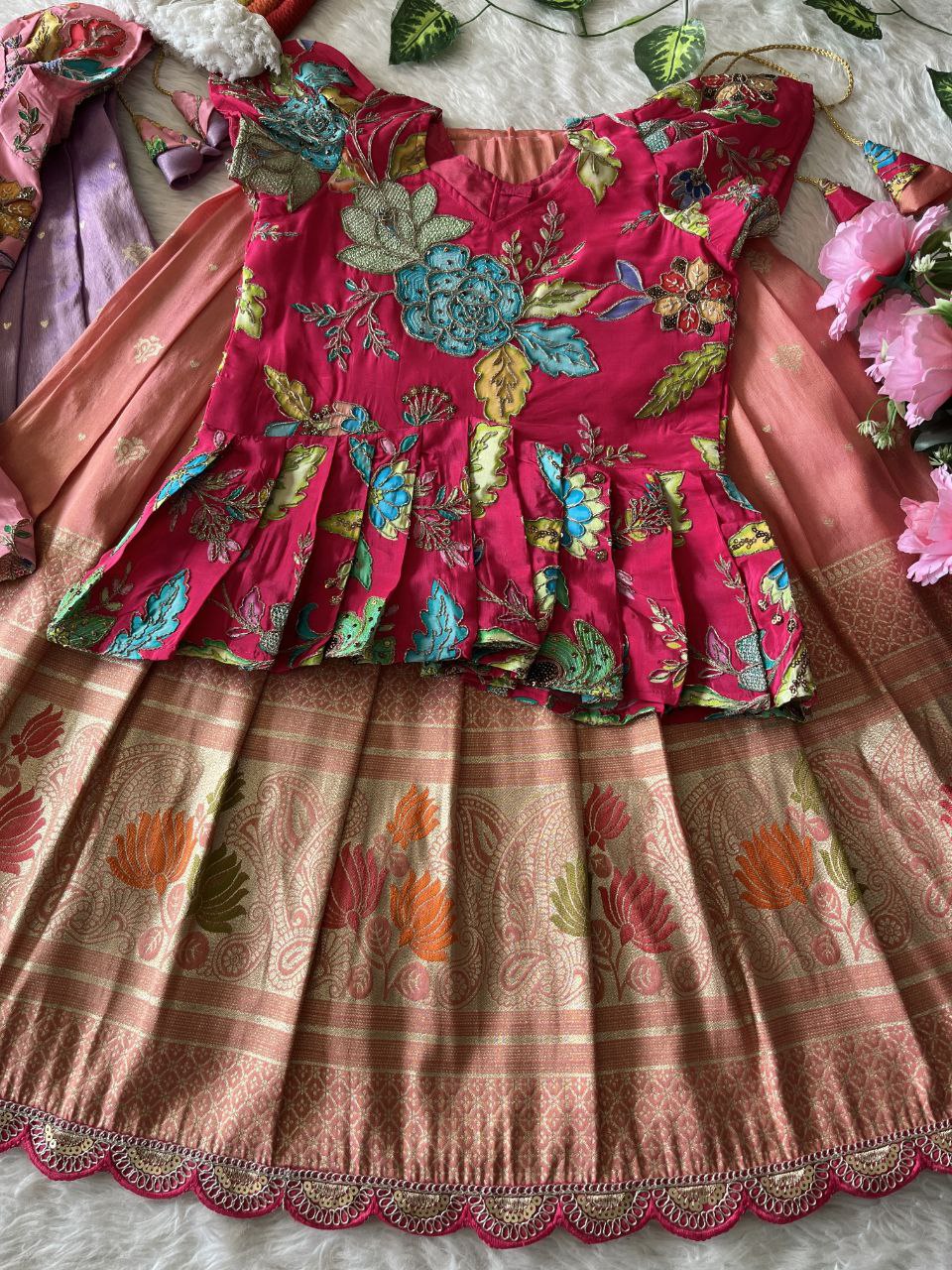 🪷 Lotus Love Royale – Kids Designer Lehenga Set ❤️
