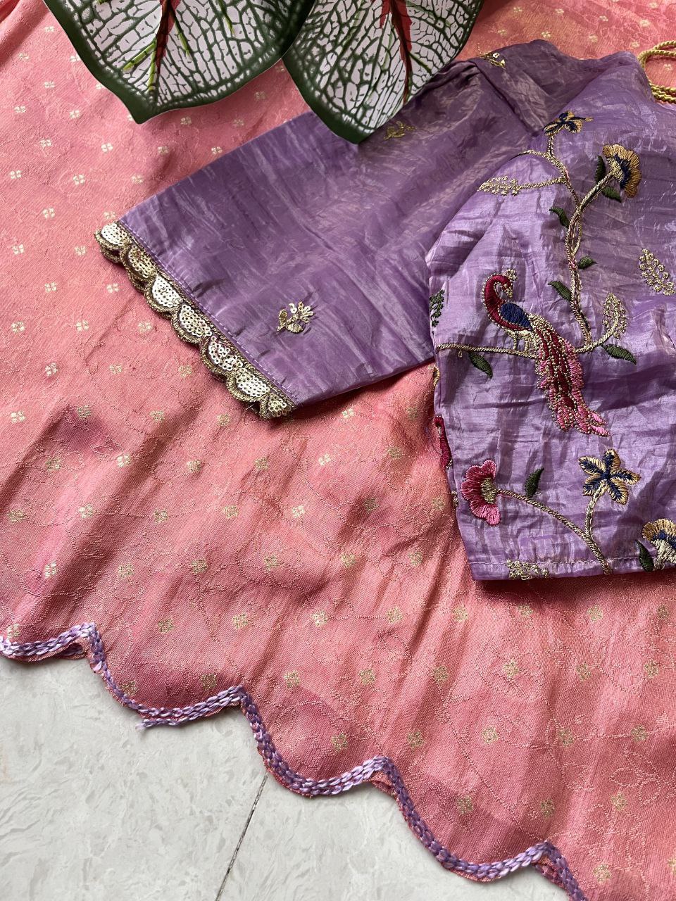 🌼 Peacock Boutique Elegance – Designer Saree Set with Batwa 🌸