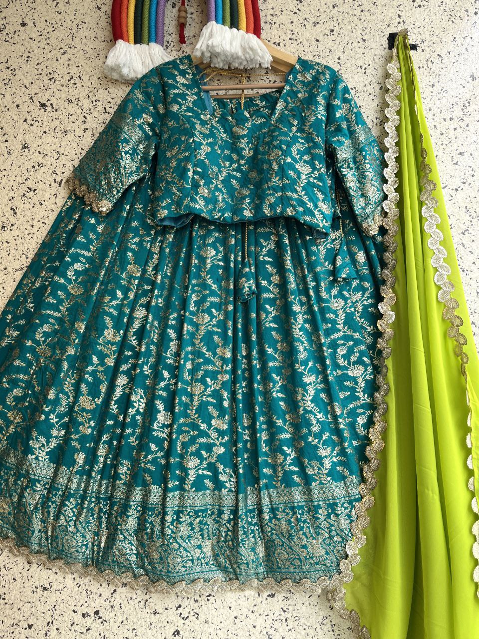 🦚 Peacock Leaf Royale – Designer Lehenga Set 🍂