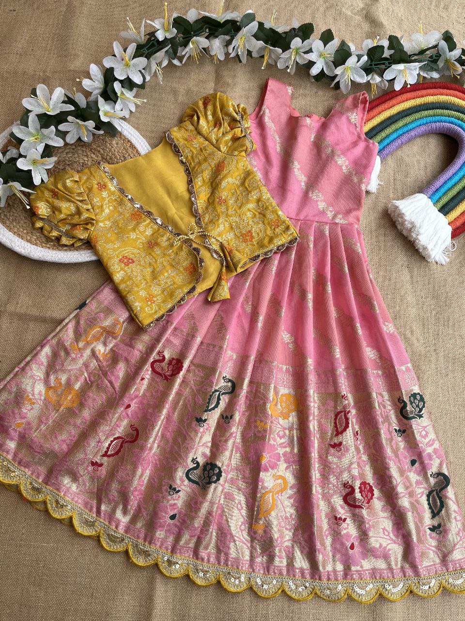 ❇️ Paithani Royal Layer – Designer Gown with Coat Set ❇️