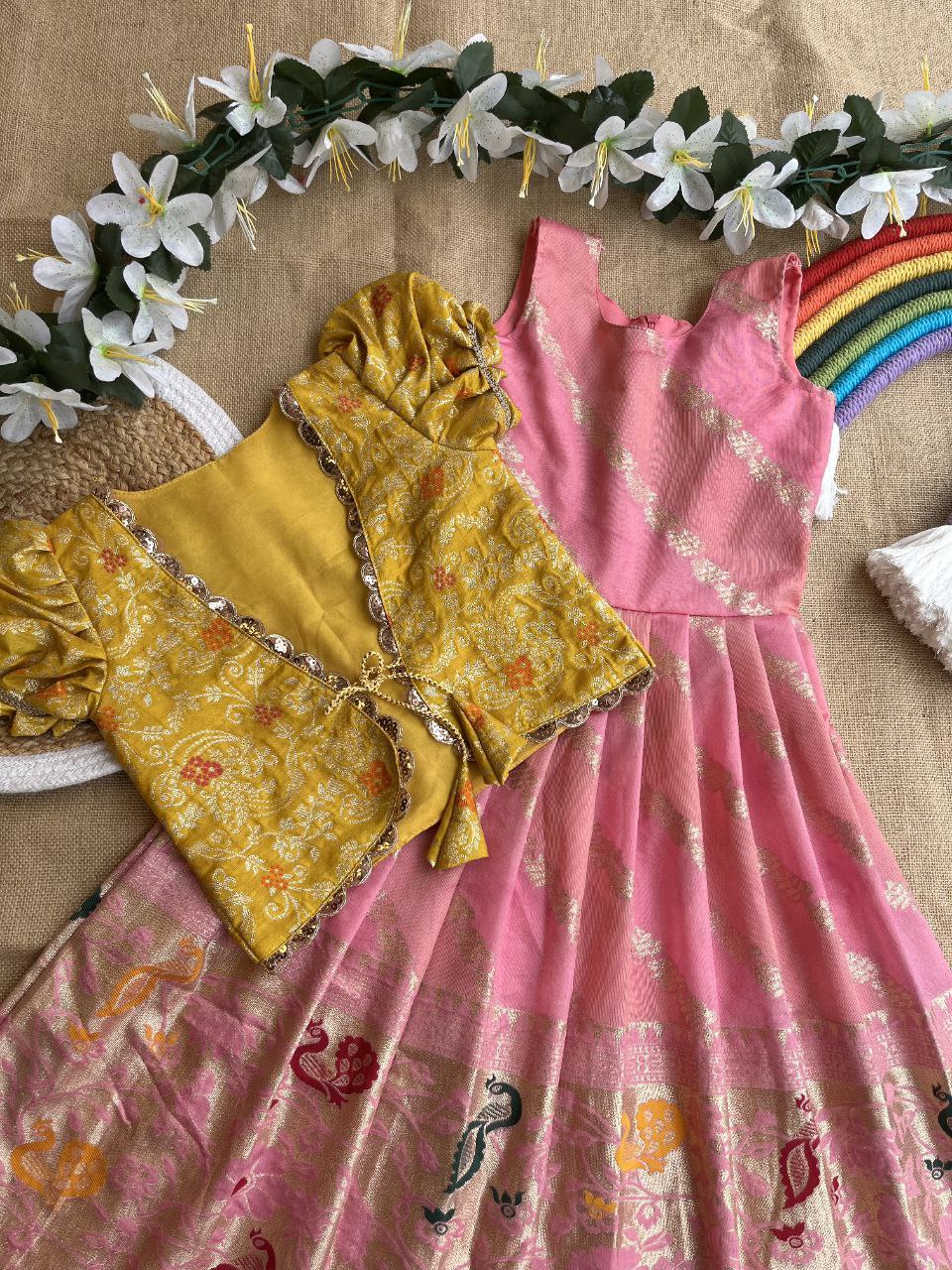 ❇️ Paithani Royal Layer – Designer Gown with Coat Set ❇️