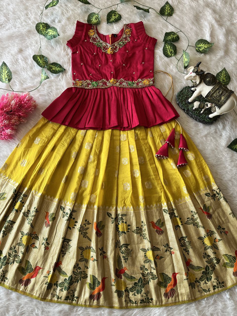 🐦 Bird Beauty Grace – Kids Designer Lehenga Set 🥰