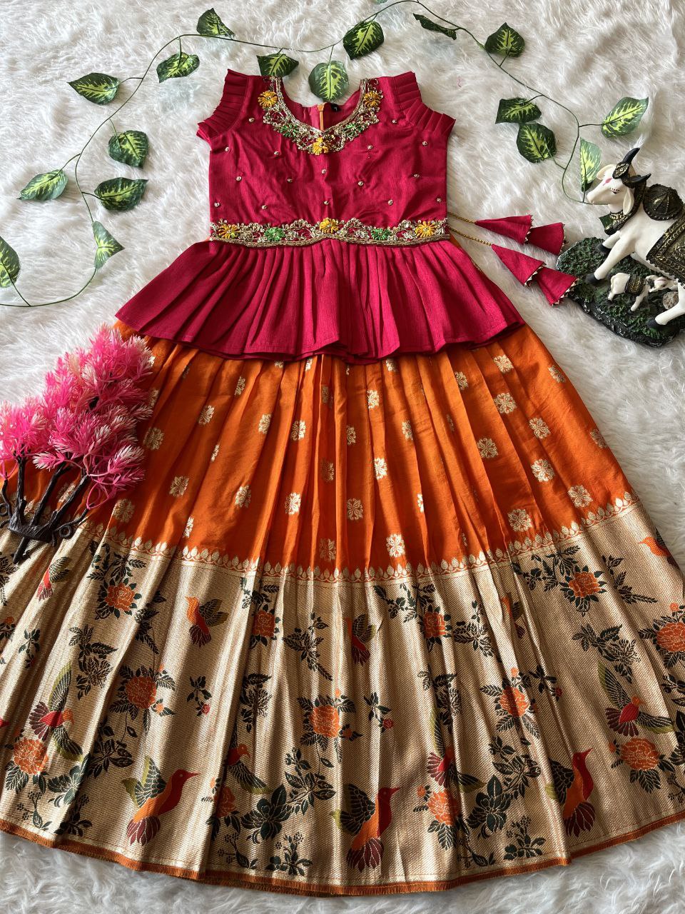 🐦 Bird Beauty Grace – Kids Designer Lehenga Set 🥰