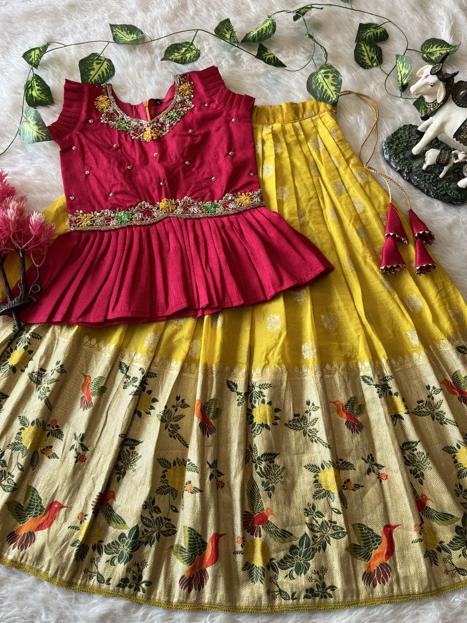 🐦 Bird Beauty Grace – Kids Designer Lehenga Set 🥰