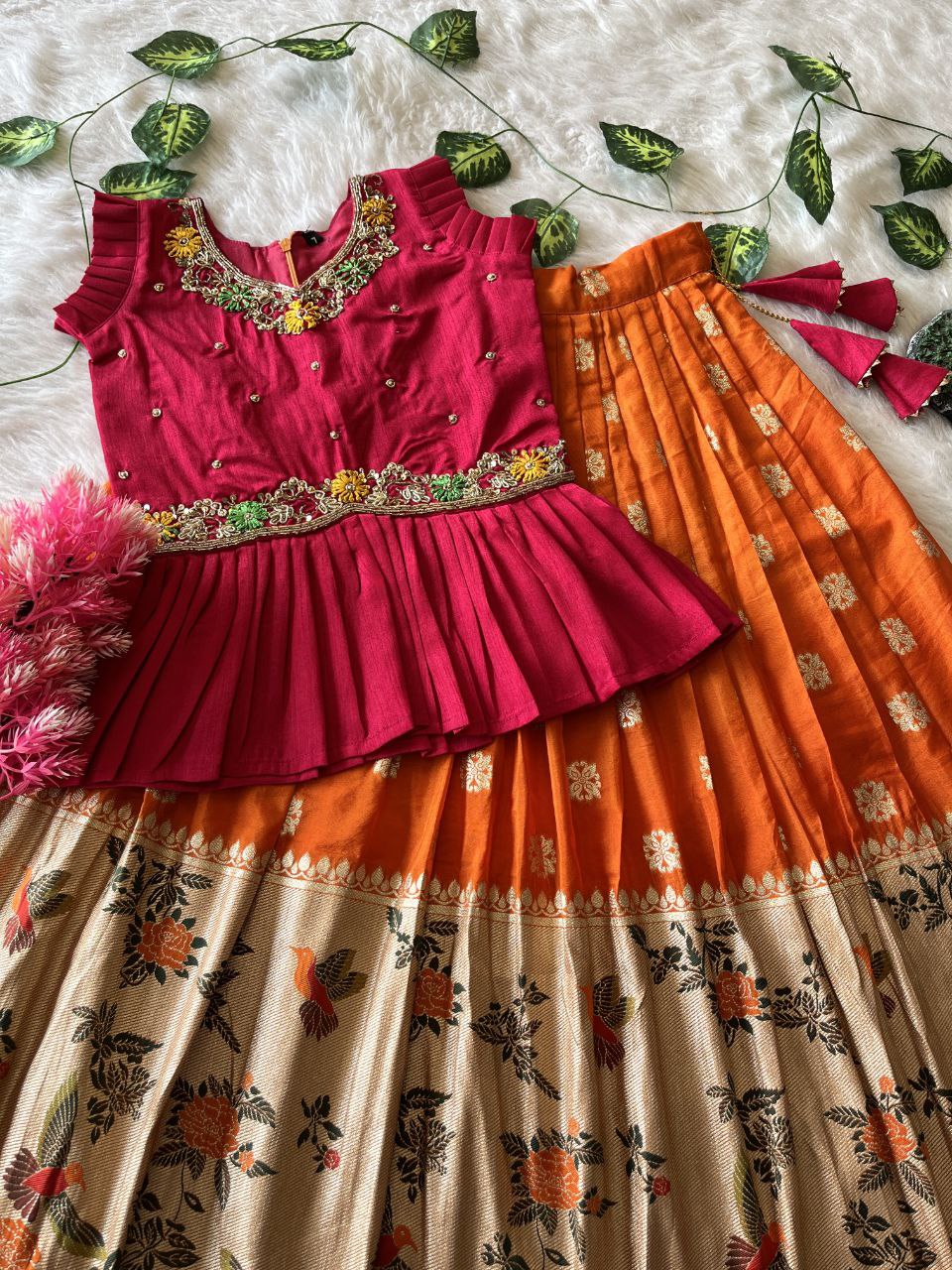 🐦 Bird Beauty Grace – Kids Designer Lehenga Set 🥰
