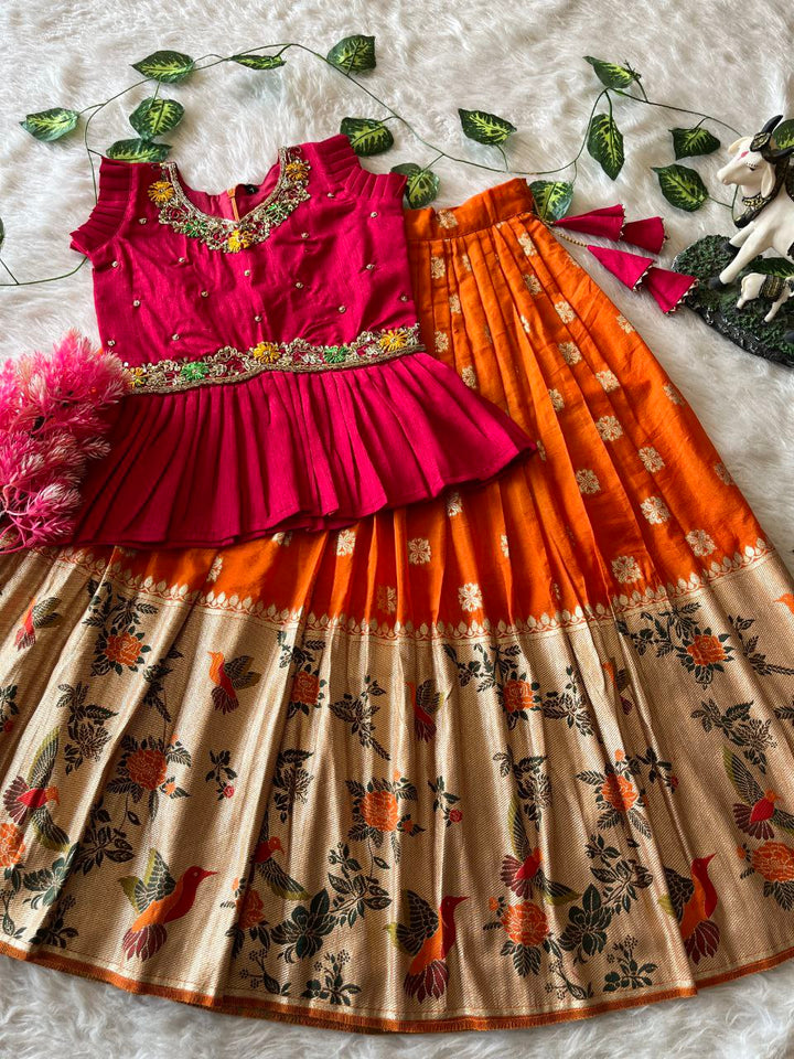 🐦 Bird Beauty Grace – Kids Designer Lehenga Set 🥰