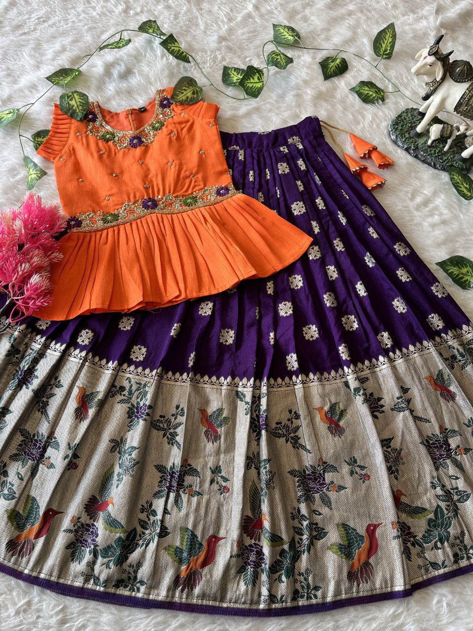 🐦 Bird Beauty Grace – Kids Designer Lehenga Set 🥰