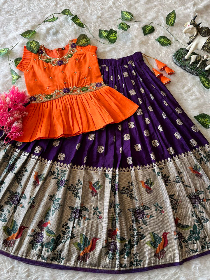 🐦 Bird Beauty Grace – Kids Designer Lehenga Set 🥰