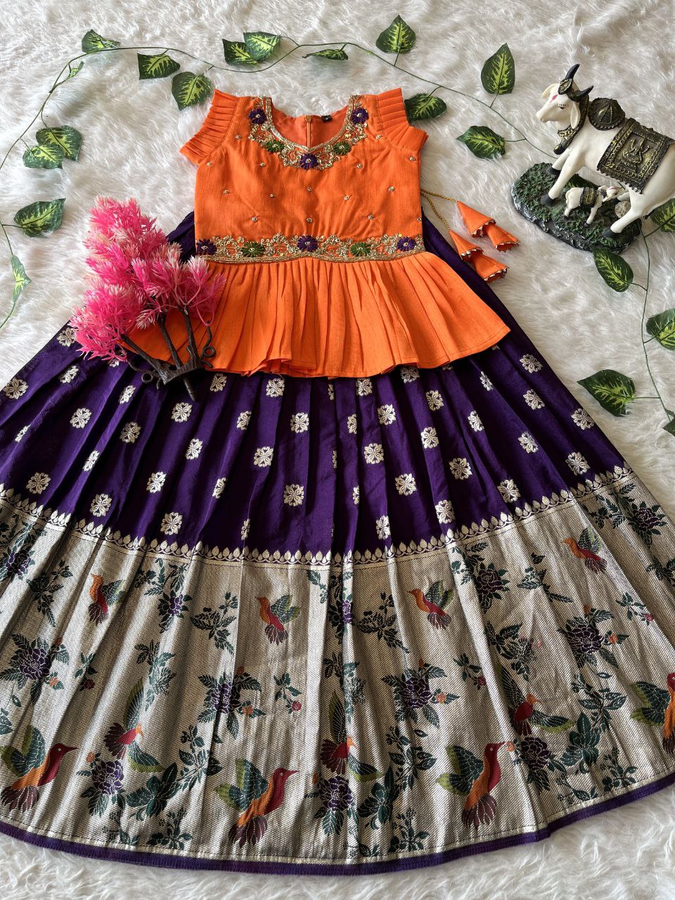 🐦 Bird Beauty Grace – Kids Designer Lehenga Set 🥰