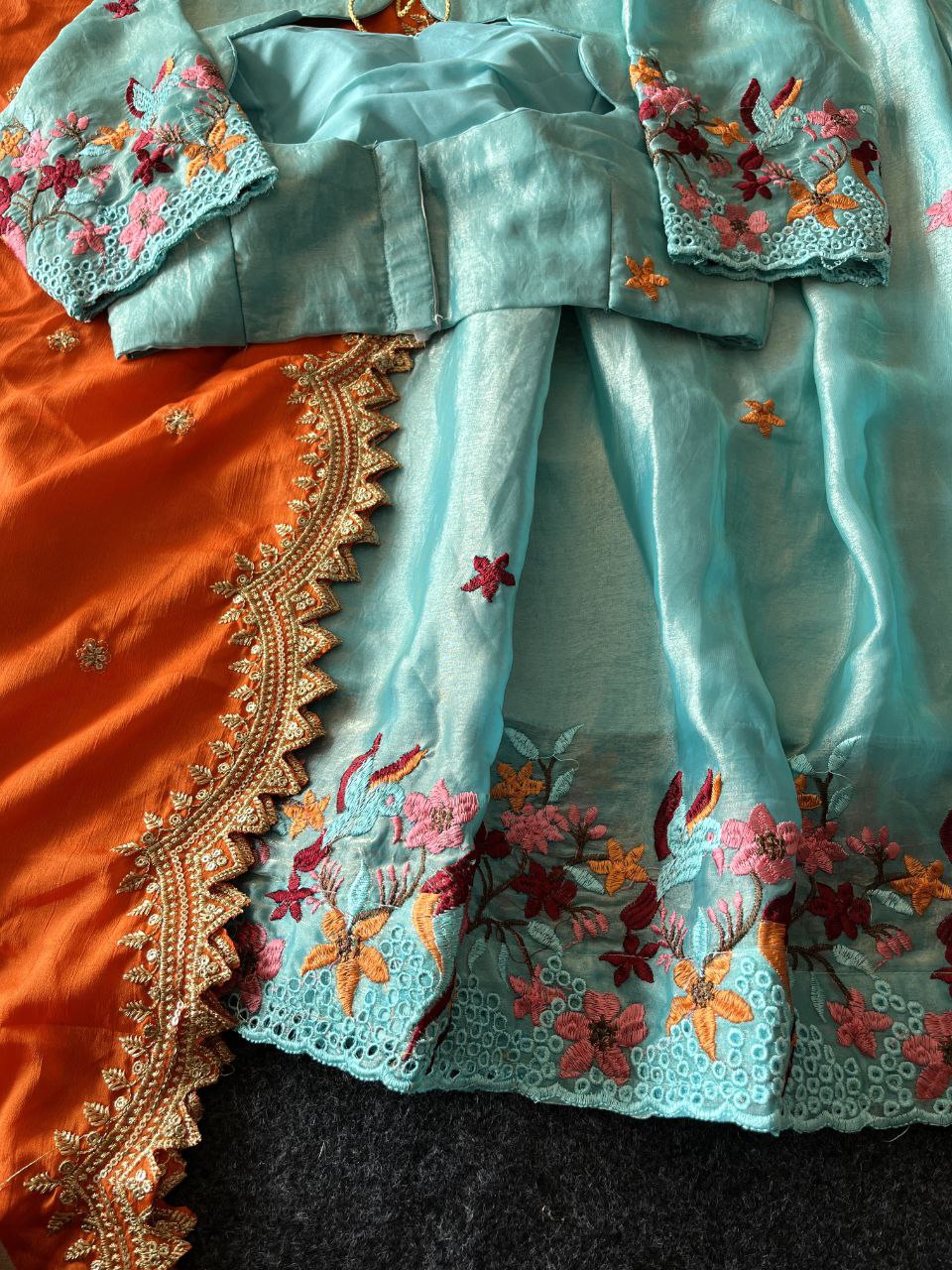 🕊️ Birdsong Royale – Exclusive Thread Embroidery Lehenga Set 🕊️