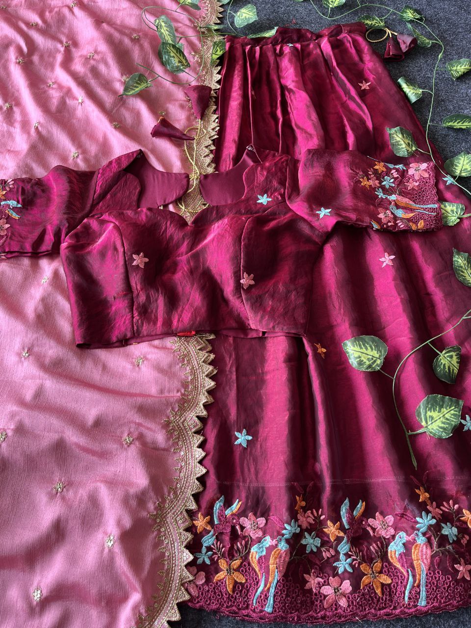 🕊️ Birdsong Royale – Exclusive Thread Embroidery Lehenga Set 🕊️