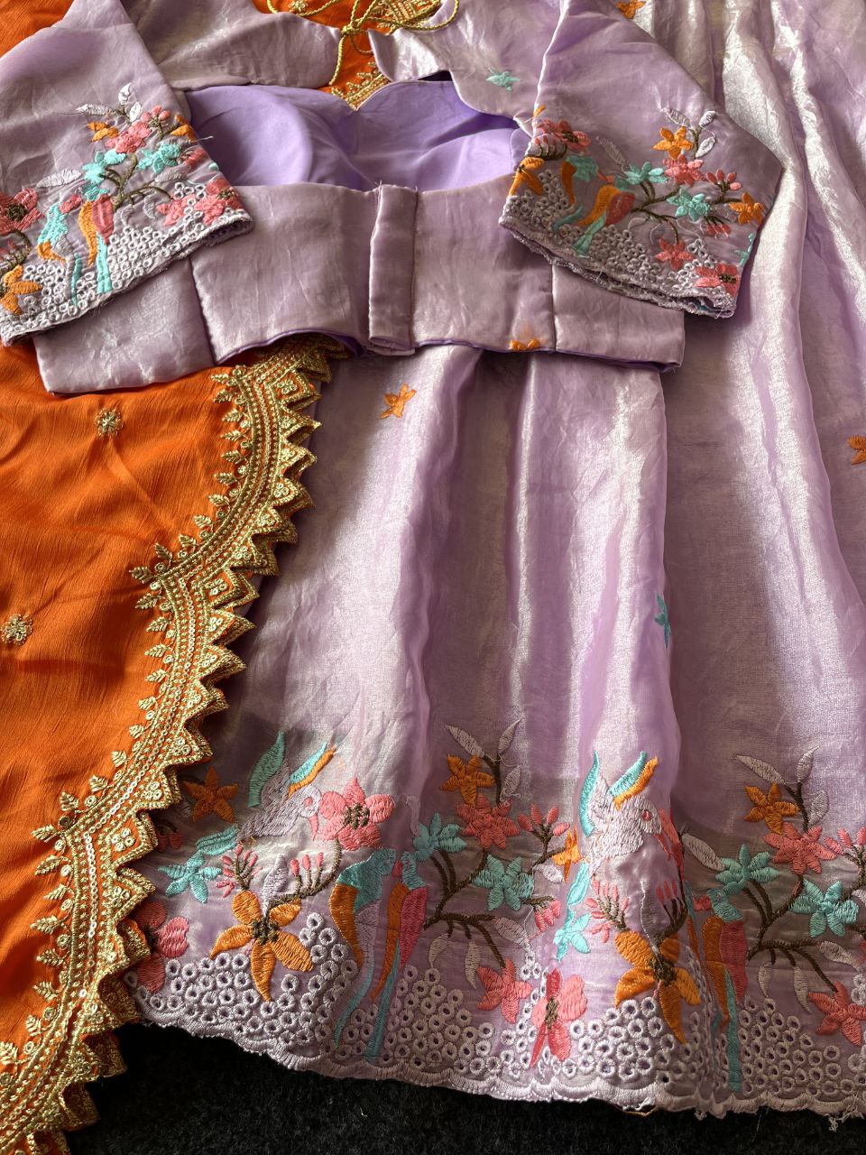 🕊️ Birdsong Royale – Exclusive Thread Embroidery Lehenga Set 🕊️