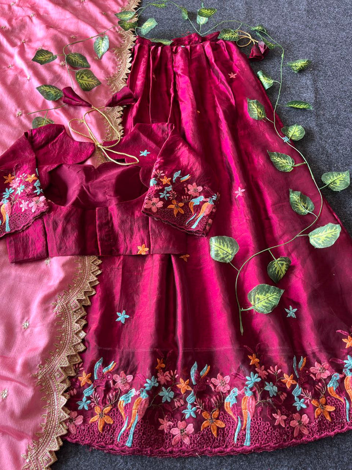 🕊️ Birdsong Royale – Exclusive Thread Embroidery Lehenga Set 🕊️