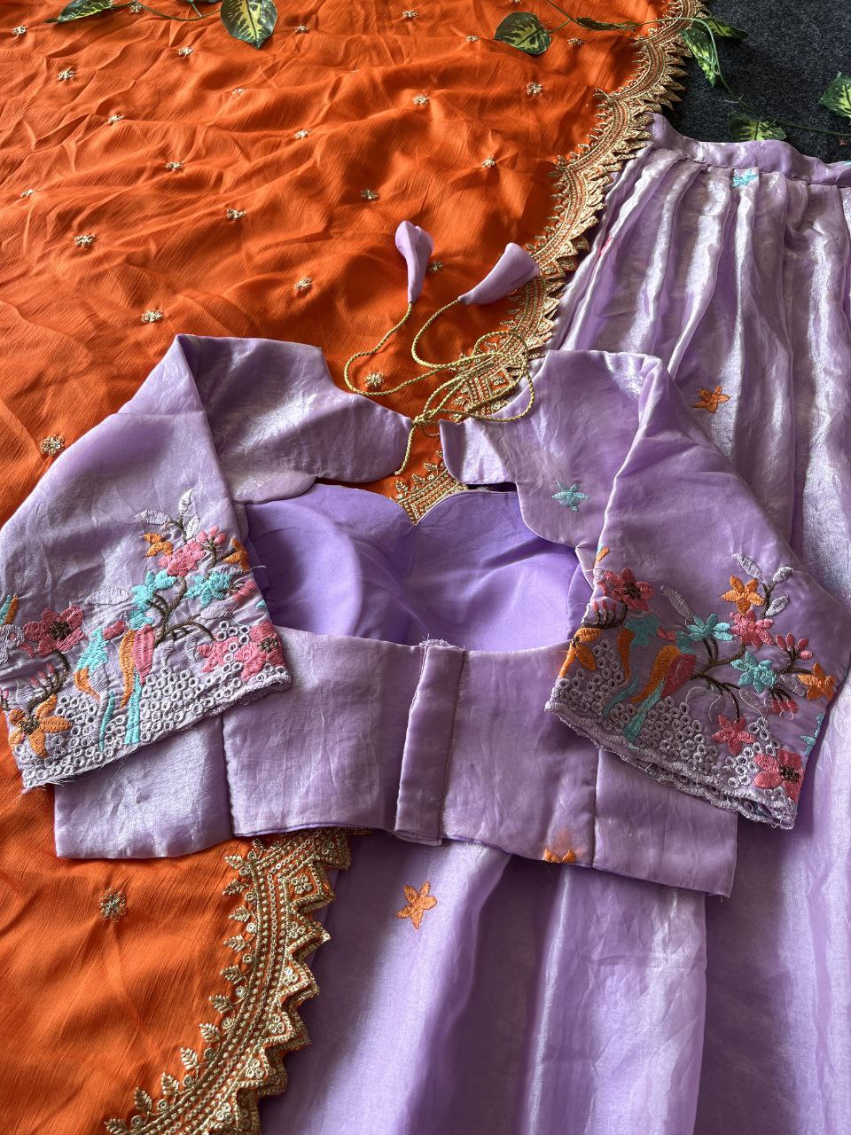 🕊️ Birdsong Royale – Exclusive Thread Embroidery Lehenga Set 🕊️