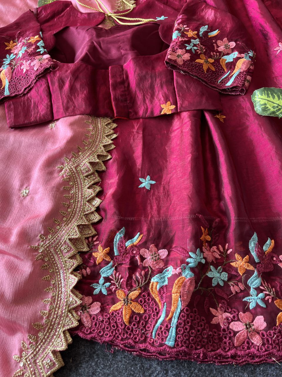 🕊️ Birdsong Royale – Exclusive Thread Embroidery Lehenga Set 🕊️
